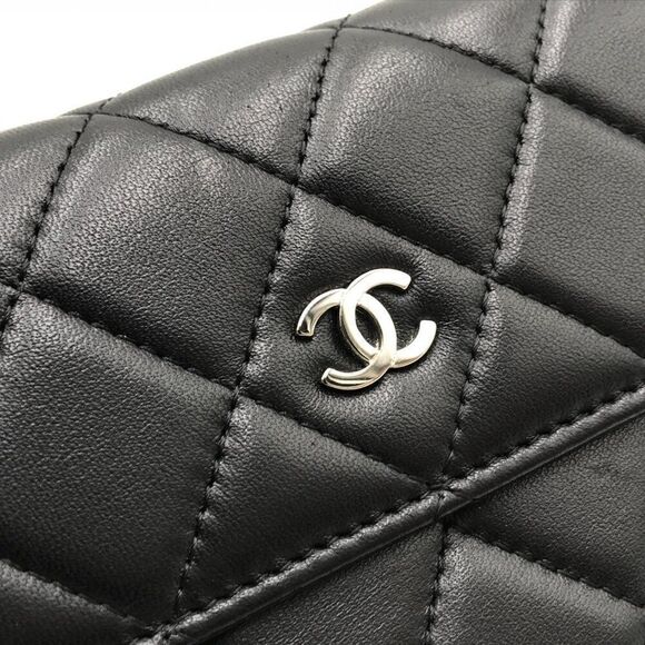 Chanel Lambskin Quilted Long Flap Wallet Black with Silver Hardware - Picture 3 of 12